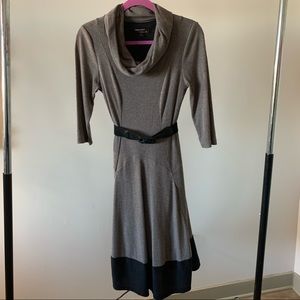 Cowlneck Sweater Dress with Belt